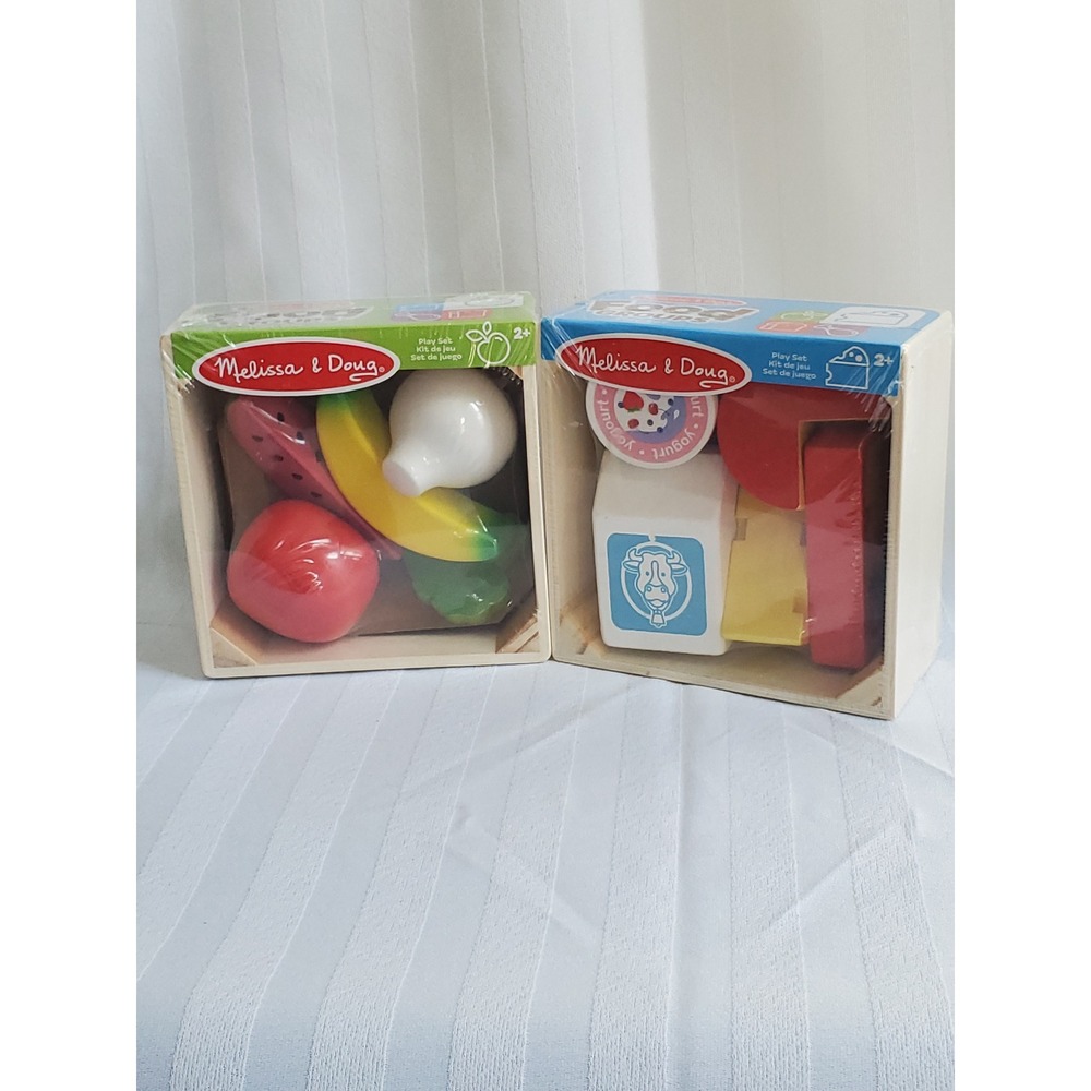 Melissa & Doug Food Groups Play Set (of 2) Produce & Dairy (Brand New) Wood/Toys